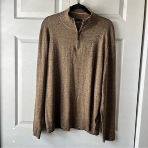 Smartwool Sparwood Half Zip Sweater Large Merino Wool Blend Heather Acorn Brown